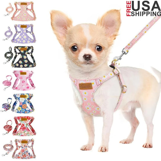 Fujian NoPull Dogs Harness StepIn DesignFloralPattern UltraLightweight PetSafety