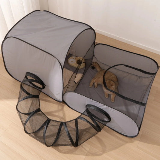 CN Sichuan Zhejiang Square Cats And Dogs Pet Nest With Hard Oxford Cloth Play Tunnel Foldable Bed