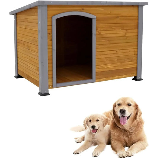 Premium AllSeasonWeatherproof Outdoor Weatherproof FirWood Dog House Kennel Breeds