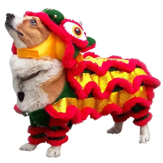 High-Concerning Dragon Dance Lion Pet Costume for Cats