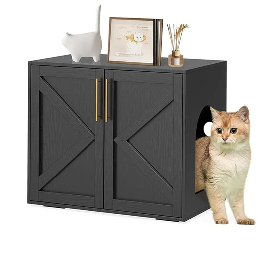 HiMISS PremiumQuality Concealed Litterbox Cabinet With Dual Privacy Doors Enclosure