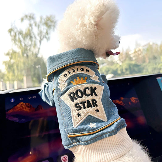 PETCIRCLECN Rock Embroidery Dog Jacket PremiumPolyesterFabric UltraLightweight Spring Coat