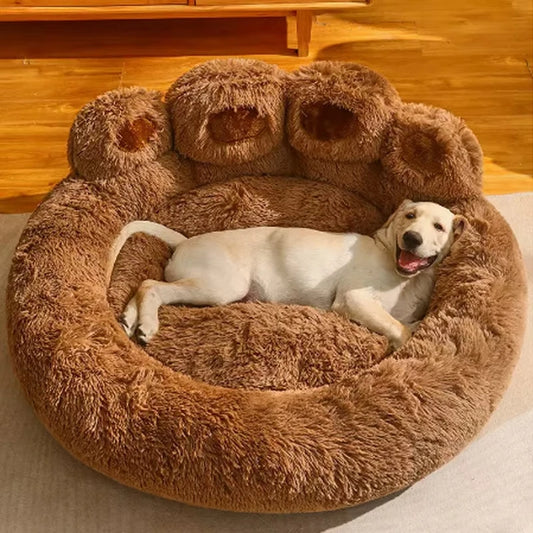 Fluffy Bear Paw Plush Dog Bed Kennel Mat