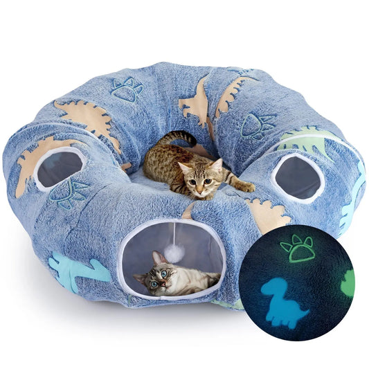 High Concerned CatTunnels IndoorFoldable InteractivePlay System PlushBed UltraComfort Experience